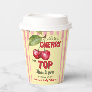 Retro Cherry Cafe Red Yellow Baby Shower Paper Cups