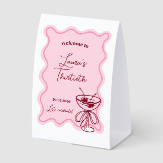 Retro Cherry Cocktail Birthday Welcome Sign