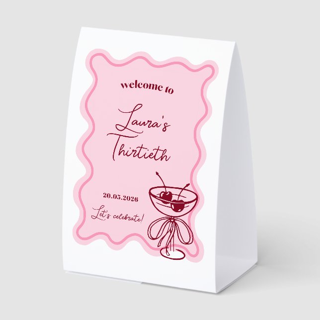 Retro Cherry Cocktail Birthday Welcome Sign