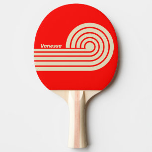 Retro Cherry Dual Curl Stripes with Name Ping Pong Paddle
