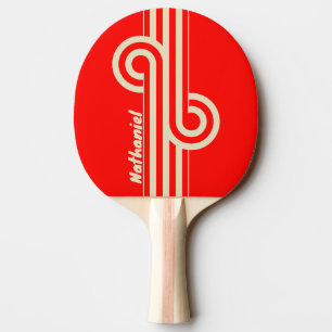 Retro Cherry Dual Stripe Loop with Name Ping Pong Paddle