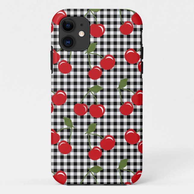 Retro Cherry Gingham Case-Mate iPhone Case (Back)