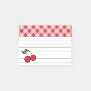 Retro Cherry Gingham Kitchen Post It Notes Gift