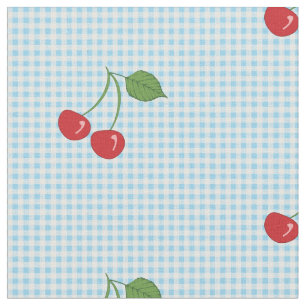Retro Cherry Gingham Pattern Fabric