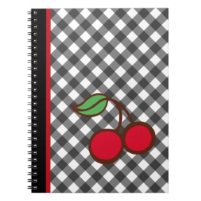 Retro Cherry Gingham School Kitchen Notebook (Front)