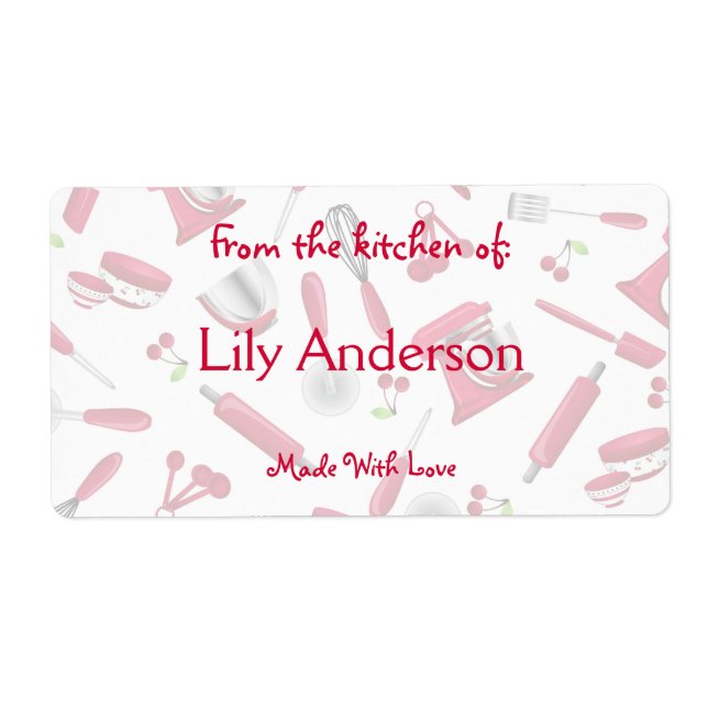 Retro Cherry Kitchen Gadget Canning Label (Front)