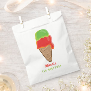 Retro Cherry & Lime Ice Cream Cone Kid's Birthday Favour Bags