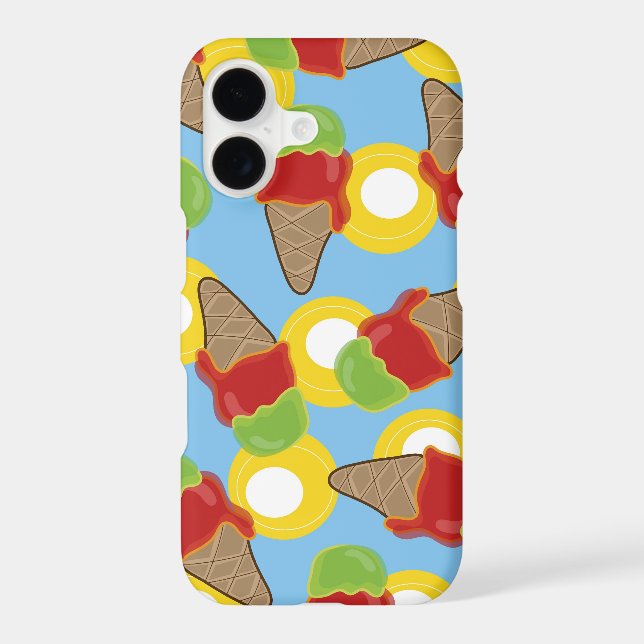 Retro Cherry & Lime Summer Ice Cream Cones Pattern (Back)