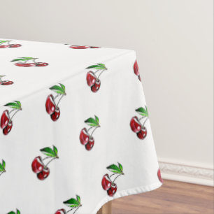 Retro Cherry Linen Tablecloth