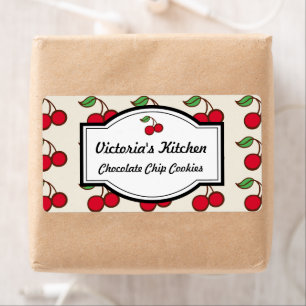 Retro Cherry Personalised Kitchen Gift Tag Labels