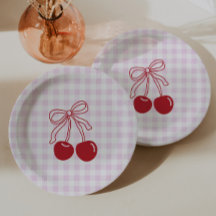Retro Cherry Pink Gingham Birthday