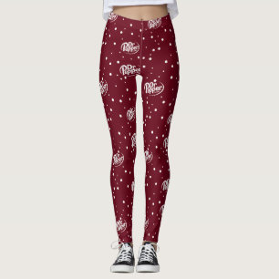 Retro Cherry Soda Pattern Burgundy Red Polka Dot Leggings