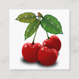 retro cherry square business card