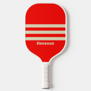 Retro Cherry Three Across Striping with Name Pickleball Paddle
