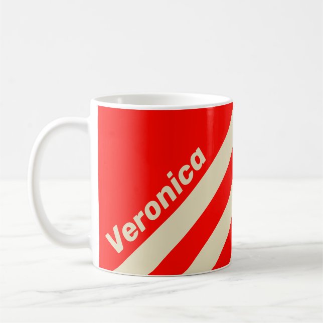 Retro Cherry Three Stripes with Name Coffee Mug (Left)