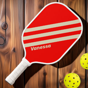Retro Cherry Three Stripes with Name Pickleball Paddle