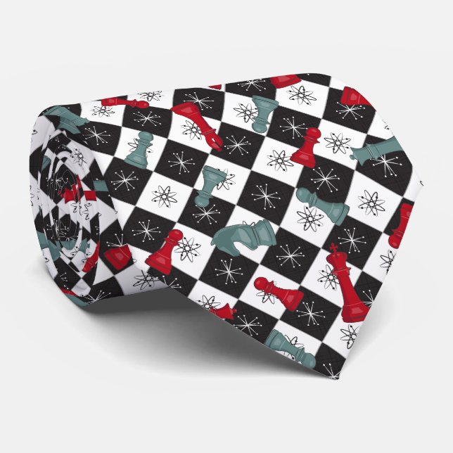 Retro Chess Board Tie (Rolled)