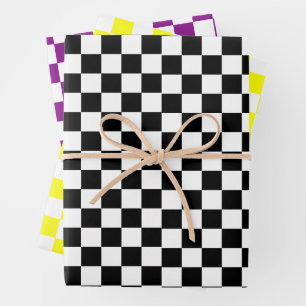 Retro Chess Chequered Pattern 1960s 2 Wrapping Paper Sheet