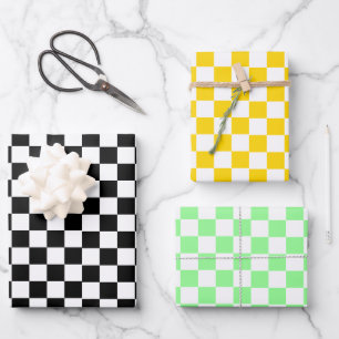 Retro Chess Chequered Pattern 1980s: 3 of 3 Wrapping Paper Sheet