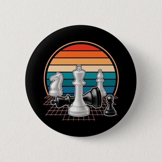 Retro Chess Pieces Board game Chess Lover 6 Cm Round Badge (Front)