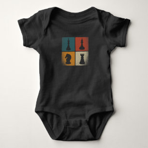Retro Chess Pieces Crew Vintage Chess Lover Baby Bodysuit