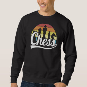 Retro Chess Player Figures Vintage Chess Pieces 80 Sweatshirt