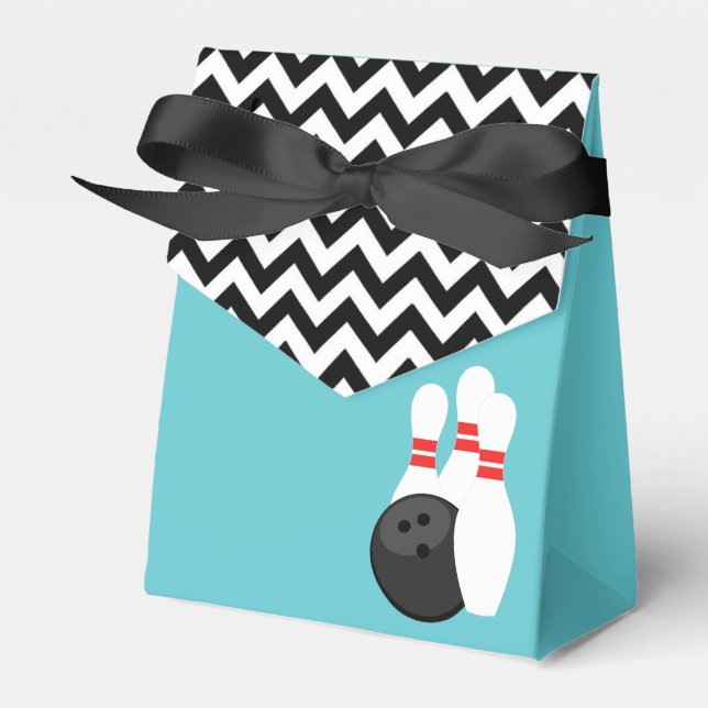 Retro Chevron Bowling Favour Boxes (Front Side)
