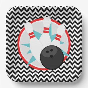 Retro Chevron Bowling Paper Plates