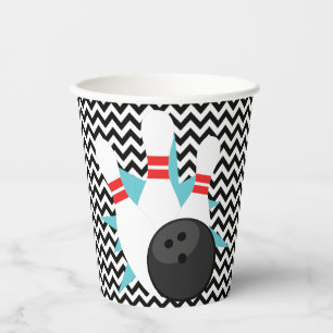 Retro Chevron Bowling Party Paper Cups
