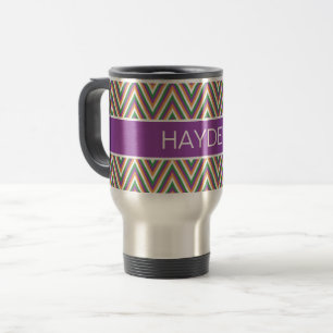 Retro Chevron Pattern Cool Personalised Travel Mug