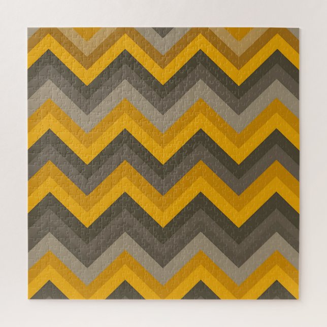 Retro Chevron Pattern Mustard Yellow Gray  Jigsaw Puzzle (Vertical)