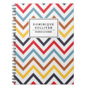 Retro Chevron Pattern Personalised Notebook