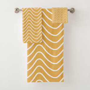 Retro Chevron Pattern Yellow Zigzag Bath Towel Set
