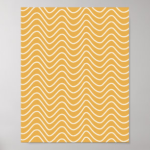 Retro Chevron Pattern Yellow Zigzag Poster