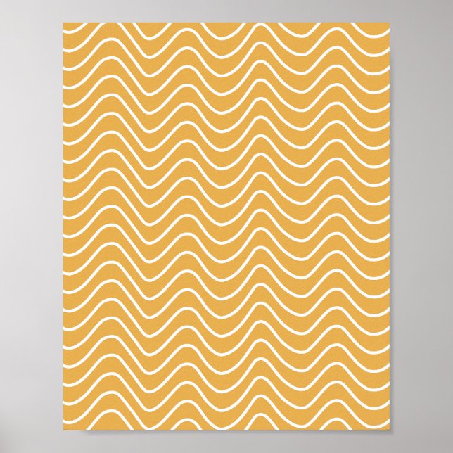 Retro Chevron Pattern Yellow Zigzag Poster (Front)