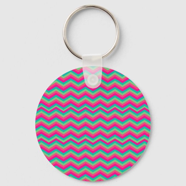 retro chevron pattern zig zag key ring (Front)