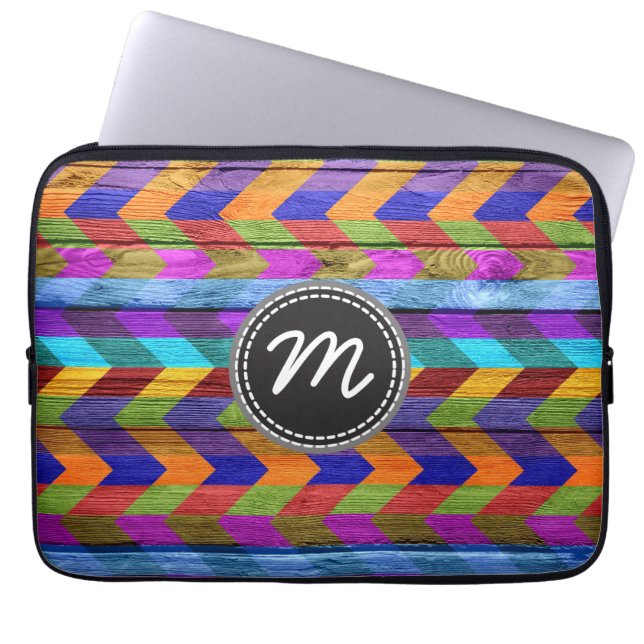 Retro chevron pattern zigzag #8 laptop sleeve (Front)