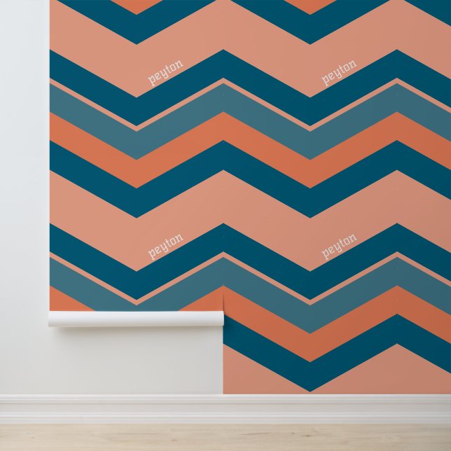 Retro Chevron - peach blue Wallpaper (Application)
