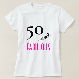 Retro Chic 50 and FABULOUS! Hot Pink Personalized T-Shirt