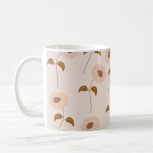 Retro Chic Beige Brown Floral Vintage-Inspired Y2K Coffee Mug