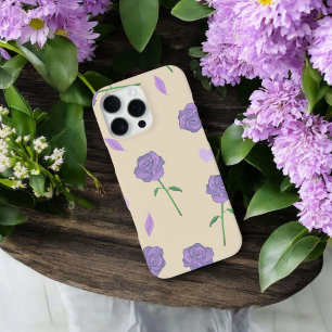 Retro Chic Beige & Pink Floral Pattern Whimsical iPhone 16 Pro Max Case