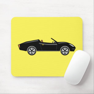 Retro Chic Black Car With Yellow BG Mouse Mat