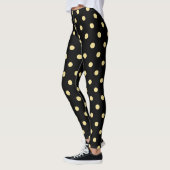Retro Chic Black Gold Polka Dots Pattern Fashion Leggings (Left)