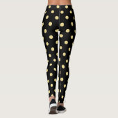 Retro Chic Black Gold Polka Dots Pattern Fashion Leggings (Back)