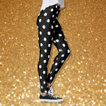 Retro Chic Black White Polka Dots Pattern Fashion Leggings<br><div class="desc">Custom, retro, cool, cute, chic, stylish, trendy, breatheable, hand sewn, white polka dots on black pattern womens full length fashion travel workout sports yoga gym running leggings pants, that stretches to fit your body, hugs in all the right places, bounces back after washing, and doesn't lose their shape on repeated...</div>