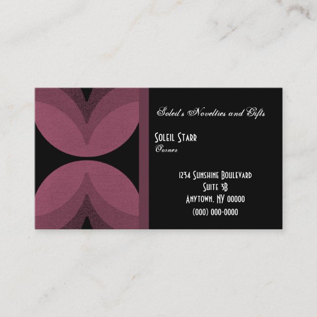 Retro Chic Business Card, Burgundy Wine Business Card (Front)