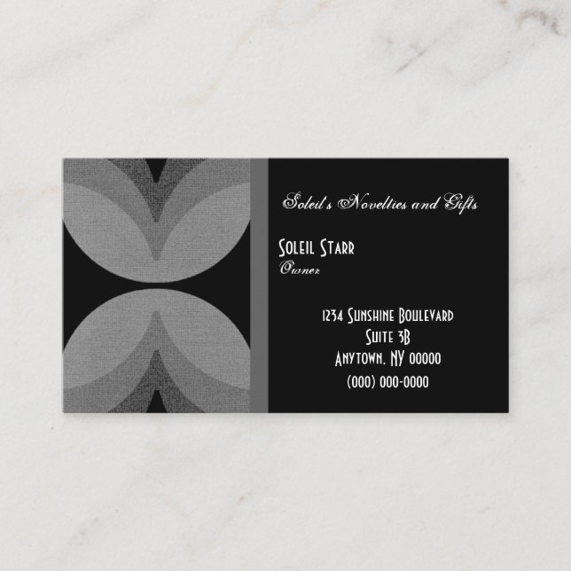 Retro Chic Business Card, Grey Business Card (Front)
