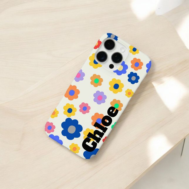 Retro Chic Colourful Floral Pattern Whimsical  Case-Mate iPhone Case (Creator Uploaded)