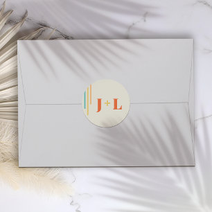 Retro Chic Design with Colorful Stripes Classic Round Sticker