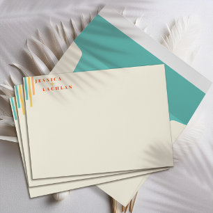 Retro Chic Design with Colorful Stripes Wedding Envelope
